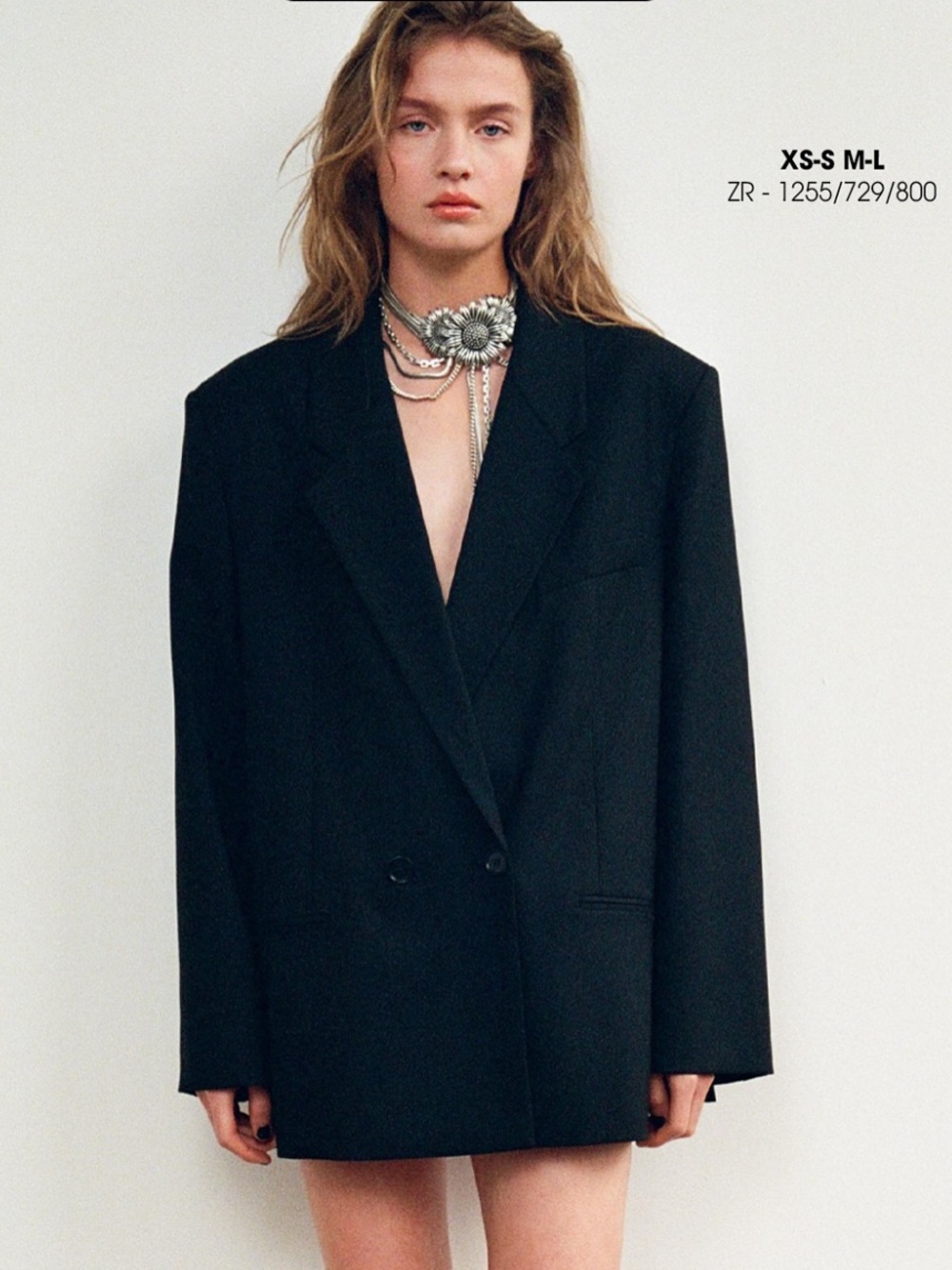 NWT. Zara Black Full Cut Oversized Boyfriend Double Breasted Blazer. Size XS-S.